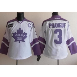 Toronto Maple Leafs 3 Phaneuf White Women's Fights Cancer Hockey Jersey