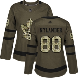 Women Maple Leafs 88 William Nylander Green Salute to Service Stitched Hockey Jersey