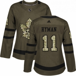 Womens Adidas Toronto Maple Leafs 11 Zach Hyman Authentic Green Salute to Service NHL Jersey 