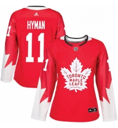 Womens Adidas Toronto Maple Leafs 11 Zach Hyman Authentic Red Alternate NHL Jersey 