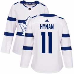 Womens Adidas Toronto Maple Leafs 11 Zach Hyman Authentic White 2018 Stadium Series NHL Jersey 