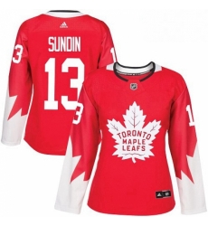 Womens Adidas Toronto Maple Leafs 13 Mats Sundin Authentic Red Alternate NHL Jersey 