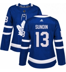 Womens Adidas Toronto Maple Leafs 13 Mats Sundin Authentic Royal Blue Home NHL Jersey 