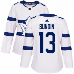 Womens Adidas Toronto Maple Leafs 13 Mats Sundin Authentic White 2018 Stadium Series NHL Jersey 