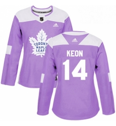Womens Adidas Toronto Maple Leafs 14 Dave Keon Authentic Purple Fights Cancer Practice NHL Jersey 