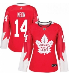 Womens Adidas Toronto Maple Leafs 14 Dave Keon Authentic Red Alternate NHL Jersey 