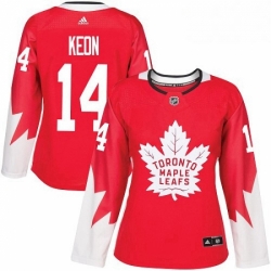 Womens Adidas Toronto Maple Leafs 14 Dave Keon Authentic Red Alternate NHL Jersey 
