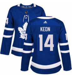 Womens Adidas Toronto Maple Leafs 14 Dave Keon Authentic Royal Blue Home NHL Jersey 