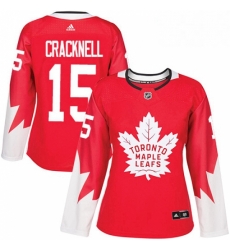 Womens Adidas Toronto Maple Leafs 15 Adam Cracknell Authentic Red Alternate NHL Jersey 