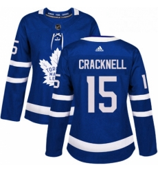 Womens Adidas Toronto Maple Leafs 15 Adam Cracknell Authentic Royal Blue Home NHL Jersey 