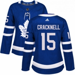 Womens Adidas Toronto Maple Leafs 15 Adam Cracknell Authentic Royal Blue Home NHL Jersey 