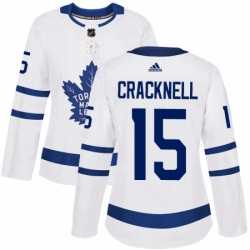 Womens Adidas Toronto Maple Leafs 15 Adam Cracknell Authentic White Away NHL Jersey 