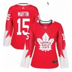 Womens Adidas Toronto Maple Leafs 15 Matt Martin Authentic Red Alternate NHL Jersey 
