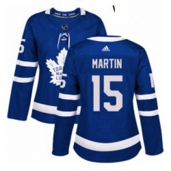 Womens Adidas Toronto Maple Leafs 15 Matt Martin Authentic Royal Blue Home NHL Jersey 