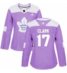 Womens Adidas Toronto Maple Leafs 17 Wendel Clark Authentic Purple Fights Cancer Practice NHL Jersey 