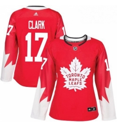 Womens Adidas Toronto Maple Leafs 17 Wendel Clark Authentic Red Alternate NHL Jersey 
