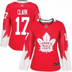 Womens Adidas Toronto Maple Leafs 17 Wendel Clark Authentic Red Alternate NHL Jersey 