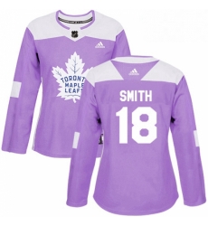 Womens Adidas Toronto Maple Leafs 18 Ben Smith Authentic Purple Fights Cancer Practice NHL Jersey 