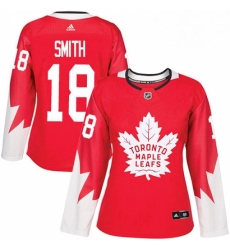 Womens Adidas Toronto Maple Leafs 18 Ben Smith Authentic Red Alternate NHL Jersey 