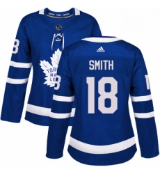 Womens Adidas Toronto Maple Leafs 18 Ben Smith Authentic Royal Blue Home NHL Jersey 