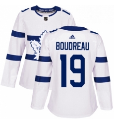 Womens Adidas Toronto Maple Leafs 19 Bruce Boudreau Authentic White 2018 Stadium Series NHL Jersey 