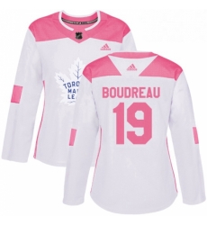 Womens Adidas Toronto Maple Leafs 19 Bruce Boudreau Authentic WhitePink Fashion NHL Jersey 