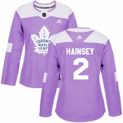 Womens Adidas Toronto Maple Leafs 2 Ron Hainsey Authentic Purple Fights Cancer Practice NHL Jersey 
