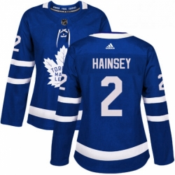 Womens Adidas Toronto Maple Leafs 2 Ron Hainsey Authentic Royal Blue Home NHL Jersey 