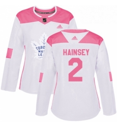 Womens Adidas Toronto Maple Leafs 2 Ron Hainsey Authentic WhitePink Fashion NHL Jersey 