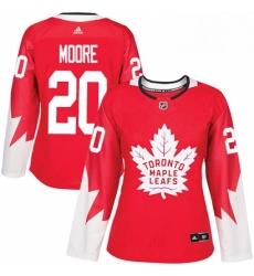 Womens Adidas Toronto Maple Leafs 20 Dominic Moore Authentic Red Alternate NHL Jersey 
