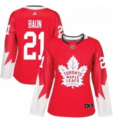 Womens Adidas Toronto Maple Leafs 21 Bobby Baun Authentic Red Alternate NHL Jersey 