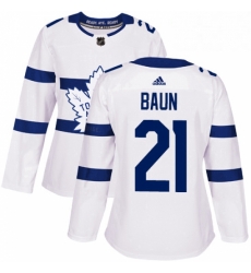 Womens Adidas Toronto Maple Leafs 21 Bobby Baun Authentic White 2018 Stadium Series NHL Jersey 