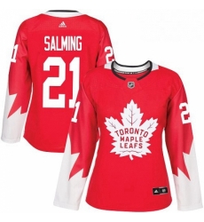 Womens Adidas Toronto Maple Leafs 21 Borje Salming Authentic Red Alternate NHL Jersey 