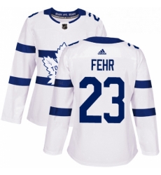 Womens Adidas Toronto Maple Leafs 23 Eric Fehr Authentic White 2018 Stadium Series NHL Jersey 