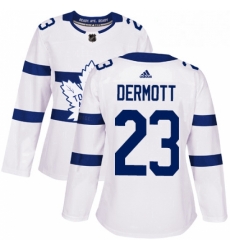Womens Adidas Toronto Maple Leafs 23 Travis Dermott Authentic White 2018 Stadium Series NHL Jersey 