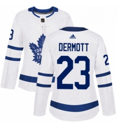 Womens Adidas Toronto Maple Leafs 23 Travis Dermott Authentic White Away NHL Jersey 
