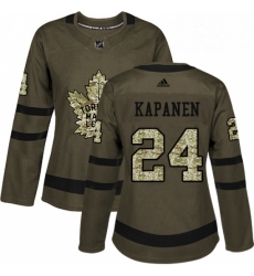 Womens Adidas Toronto Maple Leafs 24 Kasperi Kapanen Authentic Green Salute to Service NHL Jersey 