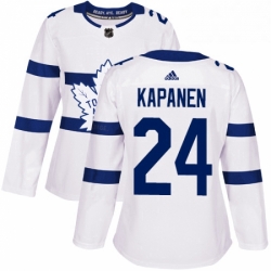 Womens Adidas Toronto Maple Leafs 24 Kasperi Kapanen Authentic White 2018 Stadium Series NHL Jersey 