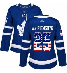 Womens Adidas Toronto Maple Leafs 25 James Van Riemsdyk Authentic Royal Blue USA Flag Fashion NHL Jersey 