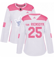 Womens Adidas Toronto Maple Leafs 25 James Van Riemsdyk Authentic WhitePink Fashion NHL Jersey 
