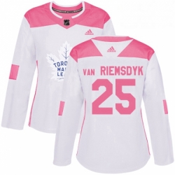 Womens Adidas Toronto Maple Leafs 25 James Van Riemsdyk Authentic WhitePink Fashion NHL Jersey 