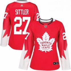 Womens Adidas Toronto Maple Leafs 27 Darryl Sittler Authentic Red Alternate NHL Jersey 