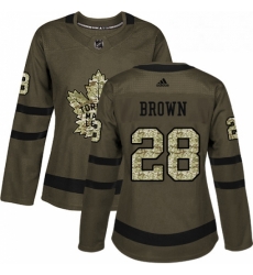 Womens Adidas Toronto Maple Leafs 28 Connor Brown Authentic Green Salute to Service NHL Jersey 