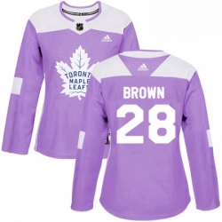 Womens Adidas Toronto Maple Leafs 28 Connor Brown Authentic Purple Fights Cancer Practice NHL Jersey 