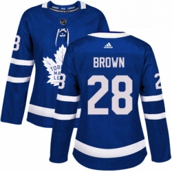 Womens Adidas Toronto Maple Leafs 28 Connor Brown Authentic Royal Blue Home NHL Jersey 