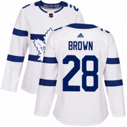 Womens Adidas Toronto Maple Leafs 28 Connor Brown Authentic White 2018 Stadium Series NHL Jersey 