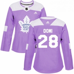 Womens Adidas Toronto Maple Leafs 28 Tie Domi Authentic Purple Fights Cancer Practice NHL Jersey 
