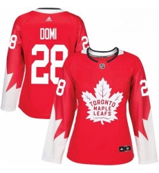 Womens Adidas Toronto Maple Leafs 28 Tie Domi Authentic Red Alternate NHL Jersey 