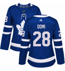 Womens Adidas Toronto Maple Leafs 28 Tie Domi Authentic Royal Blue Home NHL Jersey 