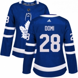 Womens Adidas Toronto Maple Leafs 28 Tie Domi Authentic Royal Blue Home NHL Jersey 